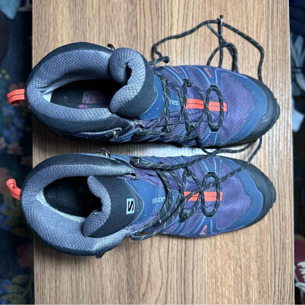 EUC Salomon X Ultra 3 Mid GTX Hiking Boots w Brooks Insoles—Purple & Black US 10 - Picture 12 of 12